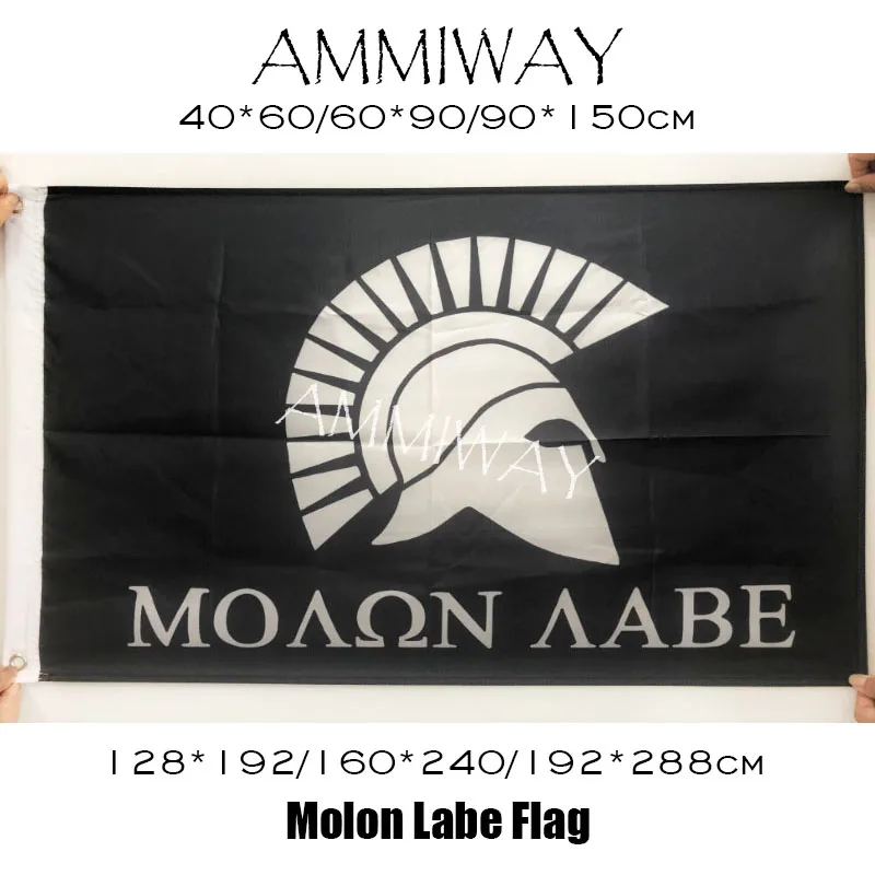 AMMIWAY 90x15 0 см/128*192 см/160*240 см/192*288 СМ греческий Спартан идет и Take it Momon Labe флаг