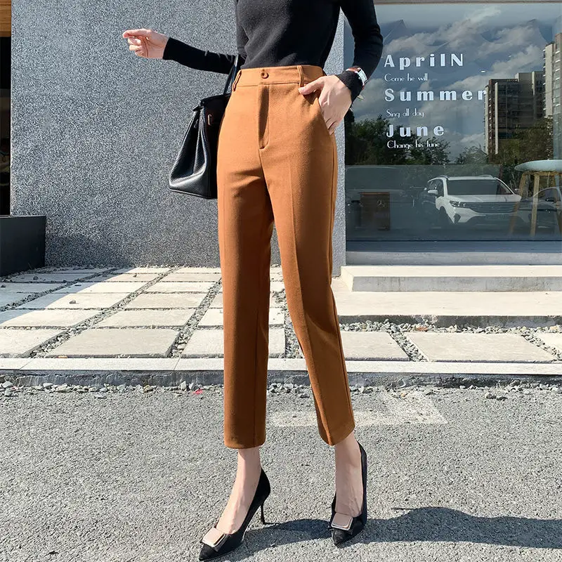 Autumn Winter Elegant Suit Pants for Woman Korean Fashion High Waist Harem Pants Office Lady Ankle-Length Woolen Trousers H250
Autumn Winter Elegant Suit Pants for Woman Korean Fashion High Waist Harem Pants Office Lady Ankle-Length Woolen Trousers H250