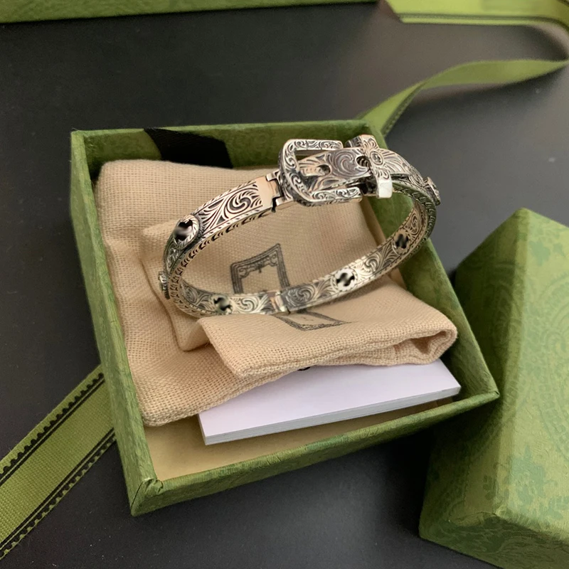 Ag925 Sterling Silver Belt Buckle G Couples The Bracelet Luxury Brand Exquisite Fashion 1:1 Retro Charm Monaco Jewelry Gift 
Ag925 Sterling Silver Belt Buckle G Couples The Bracelet Luxury Brand Exquisite Fashion 1:1 Retro Charm Monaco Jewelry Gift