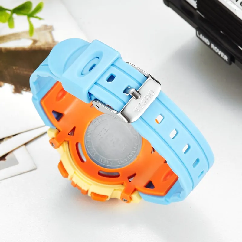Цифровые Детские часы OHSEN для мальчиков с синим силиконовым ремешком и ЖК