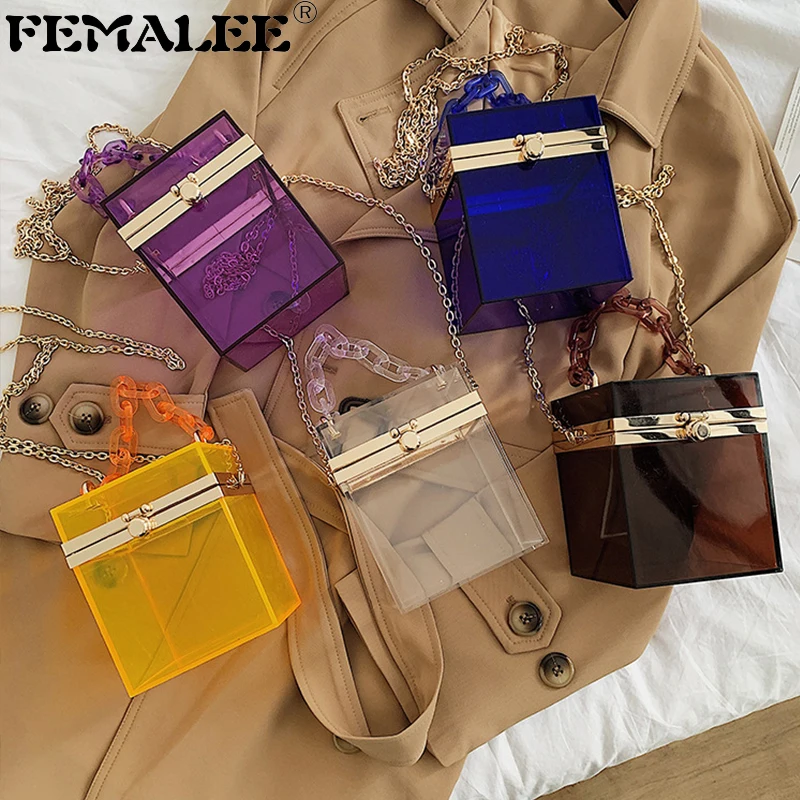 Mini Clear Jelly PVC Handbag Luxury Acrylic Chains Women Designer Box Party Bags Small Transparent Evening Totes Lady Purses
Mini Clear Jelly PVC Handbag Luxury Acrylic Chains Women Designer Box Party Bags Small Transparent Evening Totes Lady Purses