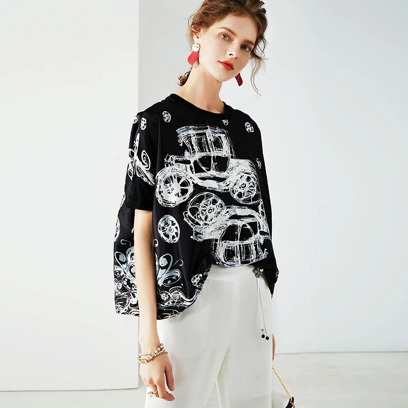 Runway Fashion Shirt Comfortable Summer Shirt Women's Positioning Carriage Printing Loose Women's Bat Sleeve Shirt
Runway Fashion Shirt Comfortable Summer Shirt Women's Positioning Carriage Printing Loose Women's Bat Sleeve Shirt