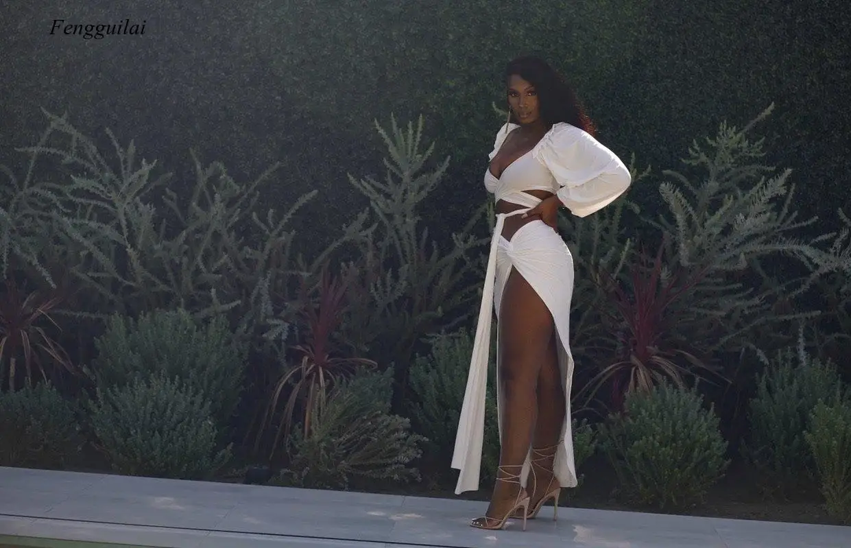 Summer High Side Split Cut Out 2021 Sexy Lace-up V-neck Blouse High Slit Long Skirt Two-piece Suit Off Shoulder Long Maxi Dress
Summer High Side Split Cut Out 2021 Sexy Lace-up V-neck Blouse High Slit Long Skirt Two-piece Suit Off Shoulder Long Maxi Dress