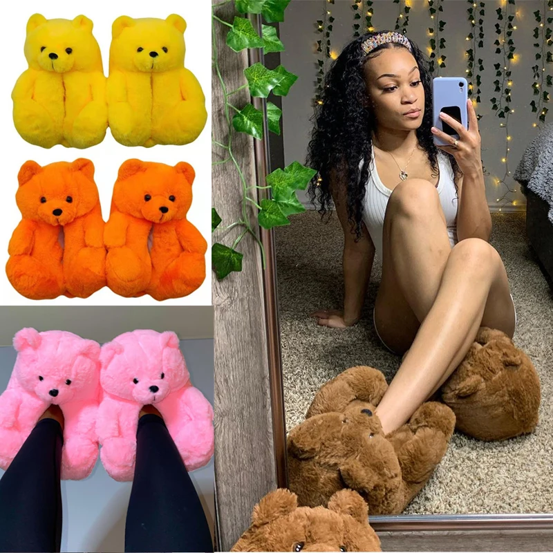 Winter Lovely Cartoon Teddy Bear Cotton Slippers Women Rainbow Colorful Warm Flip Flops Cute Bear Indoor Shoes Faux Fur Slides
Winter Lovely Cartoon Teddy Bear Cotton Slippers Women Rainbow Colorful Warm Flip Flops Cute Bear Indoor Shoes Faux Fur Slides