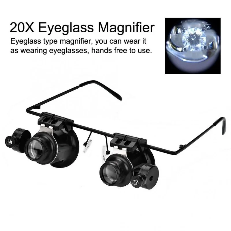 Headband LED Light Glasses Magnifier 20X Watchmaker Jewelry Optical Lens Glass Magnifier Loupe Watch Jewelry Making Repair Tool
Headband LED Light Glasses Magnifier 20X Watchmaker Jewelry Optical Lens Glass Magnifier Loupe Watch Jewelry Making Repair Tool