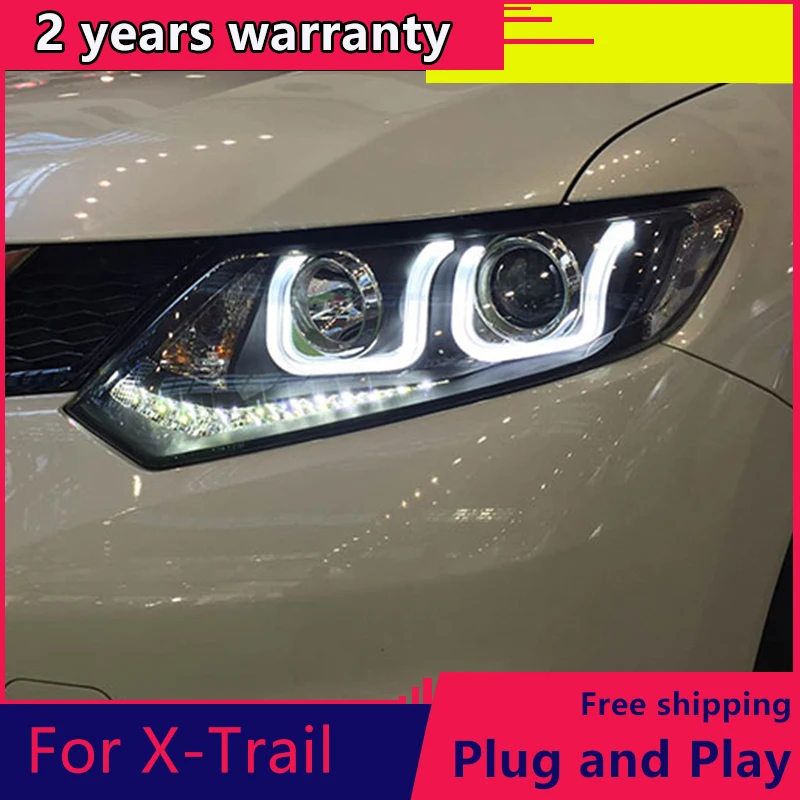 

KOWELL Car Styling for Nissan X-Trail Headlights 2014-2016 for X-Trail LED Headlight DRL Lens Double Beam H7 HID Xenon bi xenon