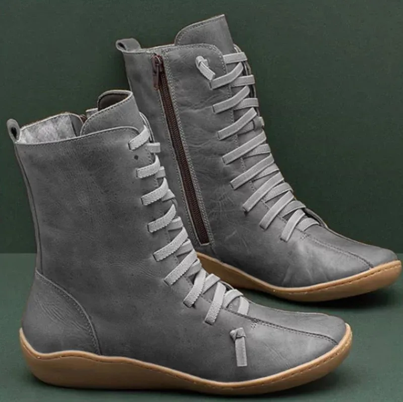 Women Autumn Vintage Zipper Lace Up Calf Boots Ladies Retro Leather Shoes Woman High Top Shoes Women's Female Fashion Footwear
Women Autumn Vintage Zipper Lace Up Calf Boots Ladies Retro Leather Shoes Woman High Top Shoes Women's Female Fashion Footwear