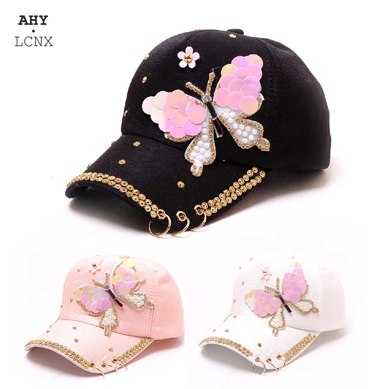 2021 Spring Summer Baseball Cap Women Butterfly Colorful Full Crystal Trucker Hat Cotton Shiny Metal Rings Hip Hop Snapback Cap
2021 Spring Summer Baseball Cap Women Butterfly Colorful Full Crystal Trucker Hat Cotton Shiny Metal Rings Hip Hop Snapback Cap