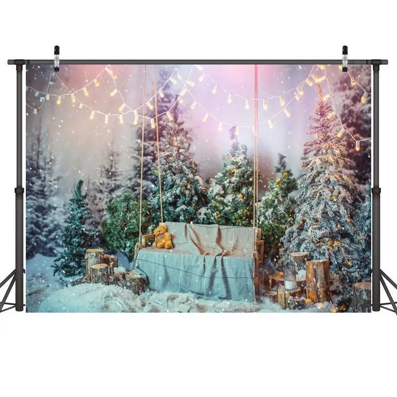 Baby Christmas Backdrops For Photography Lights Forest Wooden Swing Stakes Background For Photo Studio
Baby Christmas Backdrops For Photography Lights Forest Wooden Swing Stakes Background For Photo Studio