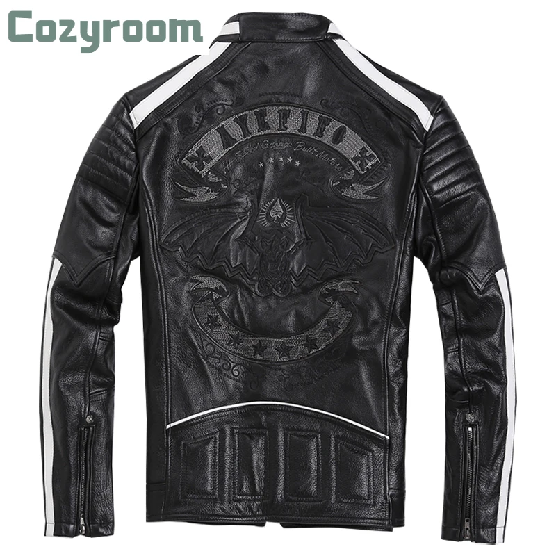 Cowhide embroidery genuine leather men's jacket white striped jacket heavy motorcycle plus size men's clothing
Cowhide embroidery genuine leather men's jacket white striped jacket heavy motorcycle plus size men's clothing