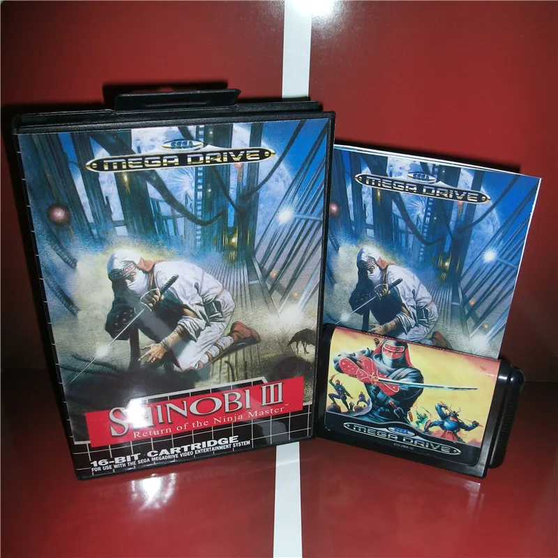 Shinobi 3 ЕС чехол с коробкой и руководством для Sega Megadrive Genesis видеоигровая консоль 16