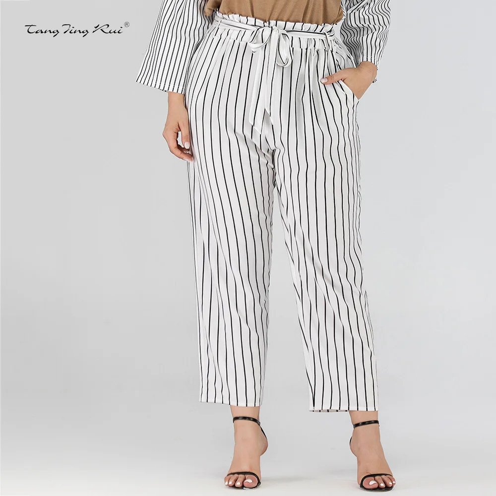 2020 spring and summer fashion women's striped trousers loose large size casual pants 
2020 spring and summer fashion women's striped trousers loose large size casual pants