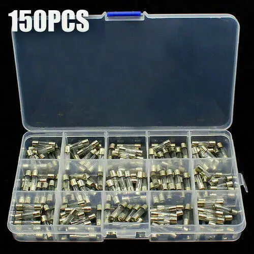 

15Kinds 150pcs 5*20 Fast-blow Glass Tube Fuses Car Glass Tube Fuses Assorted Kit 5X20 with Box fusiveis 0.1A-30A Household Fuses