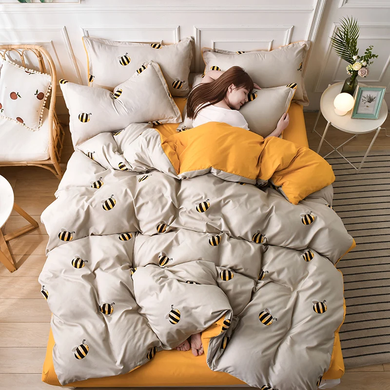 Cartoon bee Nordic bed linen twin full queen king size bedding set duvet cover 240x220 sheets pillowcase
Cartoon bee Nordic bed linen twin full queen king size bedding set duvet cover 240x220 sheets pillowcase