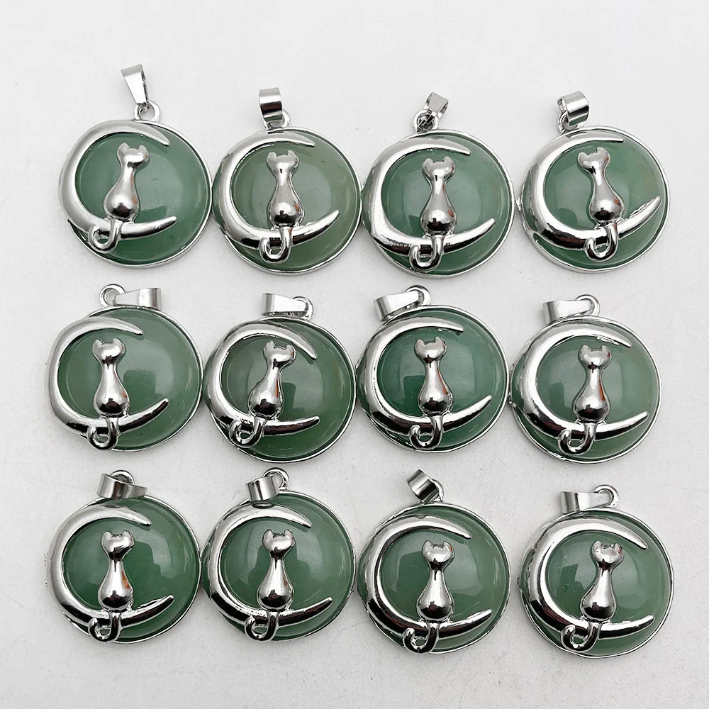fashion Aventurine Natural Stone cat moon Alloy Necklace Pendant for Jewelry making charm Pendulum accessories 12pcs wholesale
fashion Aventurine Natural Stone cat moon Alloy Necklace Pendant for Jewelry making charm Pendulum accessories 12pcs wholesale