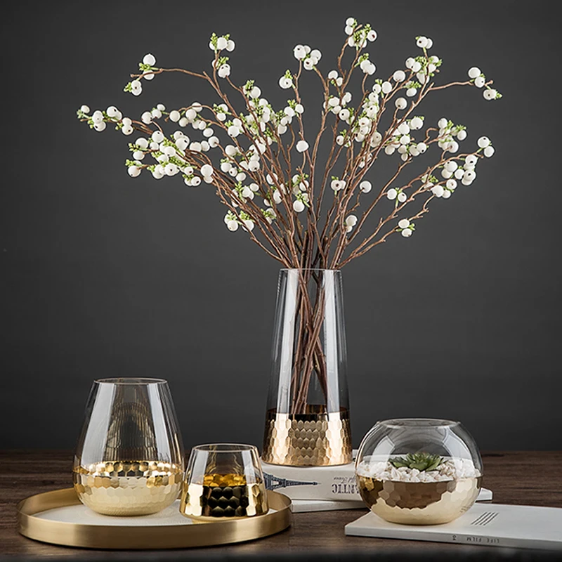 Nordic Creative Gold Foil Art Glass Vase Garden Hydroponics Dried Flower Arrangement Vases Office Home Decoration Accessories 
Nordic Creative Gold Foil Art Glass Vase Garden Hydroponics Dried Flower Arrangement Vases Office Home Decoration Accessories