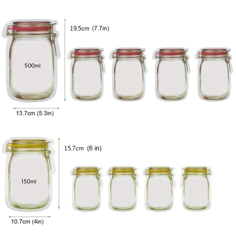 10/20/30pcs Mason Jar Zipper Bags Reusable Snack Saver Bag Leakproof Food Sandwich For Biscuits Snack Preserv
10/20/30pcs Mason Jar Zipper Bags Reusable Snack Saver Bag Leakproof Food Sandwich For Biscuits Snack Preserv