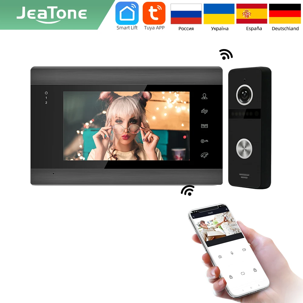 Беспроводной видеодомофон Jeatone NEW1080P Tuya smart phone7 '', Wi-Fi Домофон с камерой, уличная система
Беспроводной видеодомофон Jeatone NEW1080P Tuya smart phone7 '', Wi-Fi Домофон с камерой, уличная система