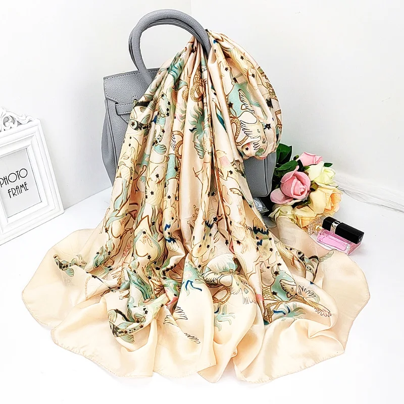 2021 Korean Print Silk Scarf New Dustproof Shawl Fashion High-Grade Scarves Summer Sunscreen Beach Towel Luxury 180X90CM Bandana
2021 Korean Print Silk Scarf New Dustproof Shawl Fashion High-Grade Scarves Summer Sunscreen Beach Towel Luxury 180X90CM Bandana