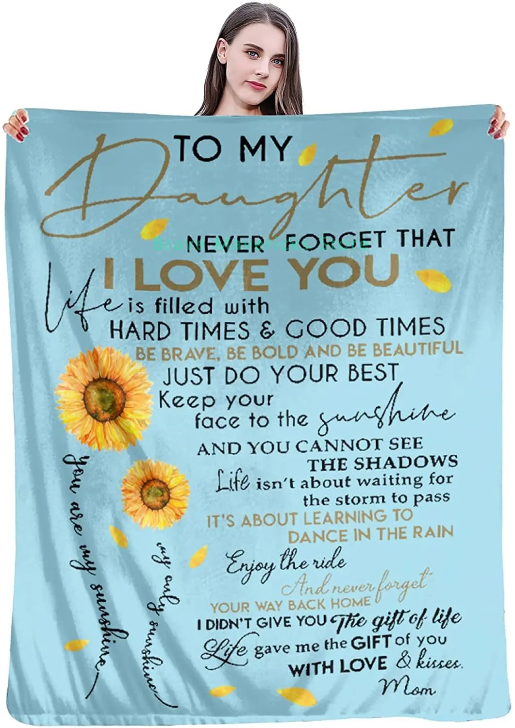 

Gmamasim Home Sunflower to My Daughter Never Forget That I Love You Blanket Gifts from Mom Fleece Throw Blanket Super Soft Warm