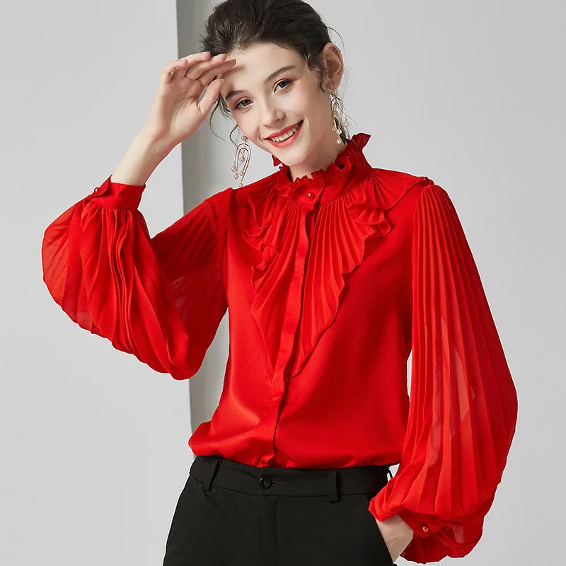 red floral silk blouse for women high quality lantern long sleeve plus size casual sexy office dress shirts dropshipping
red floral silk blouse for women high quality lantern long sleeve plus size casual sexy office dress shirts dropshipping