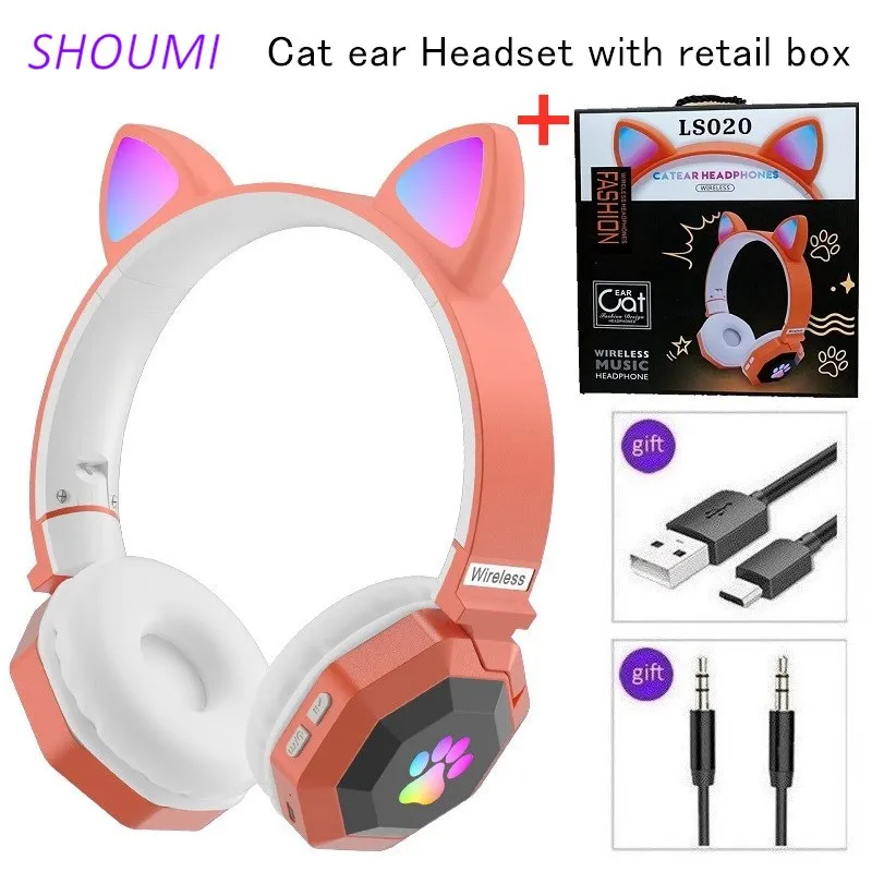 Shoumi Flashing LED Cat Ears Headphones Kids Girl Bluetooth Wireless Headset Helmet Gift Box with Mic MP3 Stereo Music Earphone
Shoumi Flashing LED Cat Ears Headphones Kids Girl Bluetooth Wireless Headset Helmet Gift Box with Mic MP3 Stereo Music Earphone