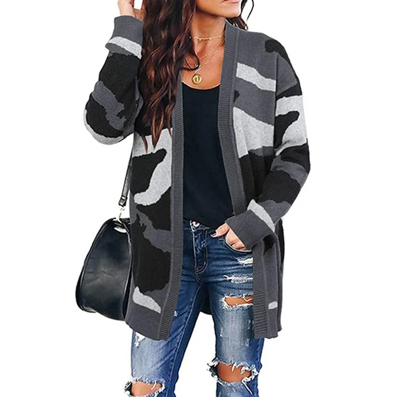2020 Autumn/Winter Women Fashion Casual Camouflage Mid-length Knitted Cardigan Sweater Cloak Jacket Hot
2020 Autumn/Winter Women Fashion Casual Camouflage Mid-length Knitted Cardigan Sweater Cloak Jacket Hot