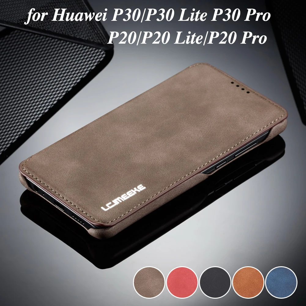 LC.imeeke ультратонкий кожаный чехол-книжка для телефона Huawei P40 Lite P30 Pro с подставкой и