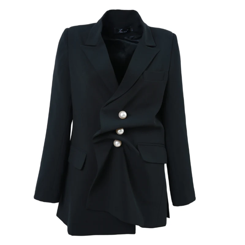 Black Ladies Blazer Lapel Pearl Button Design Sense Fashion Work Business Blazer Jacket
Black Ladies Blazer Lapel Pearl Button Design Sense Fashion Work Business Blazer Jacket