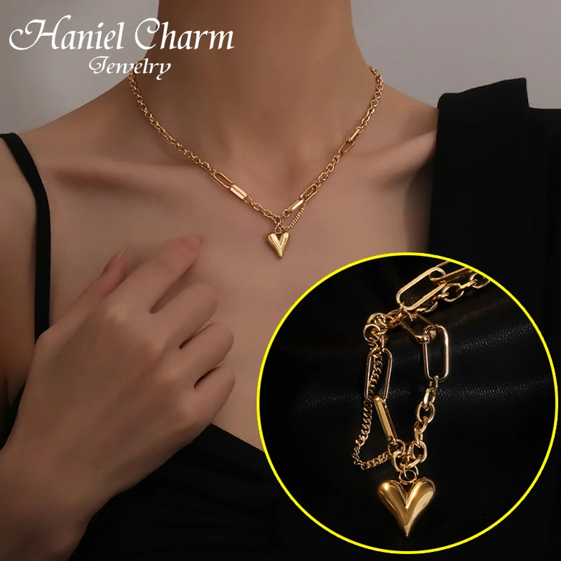 2021 Titanium Steel Love Heart Chunky Necklace for Women Gold Color Clavicle Chain Fashion Female Choker Jewelry Charm Necklace
2021 Titanium Steel Love Heart Chunky Necklace for Women Gold Color Clavicle Chain Fashion Female Choker Jewelry Charm Necklace