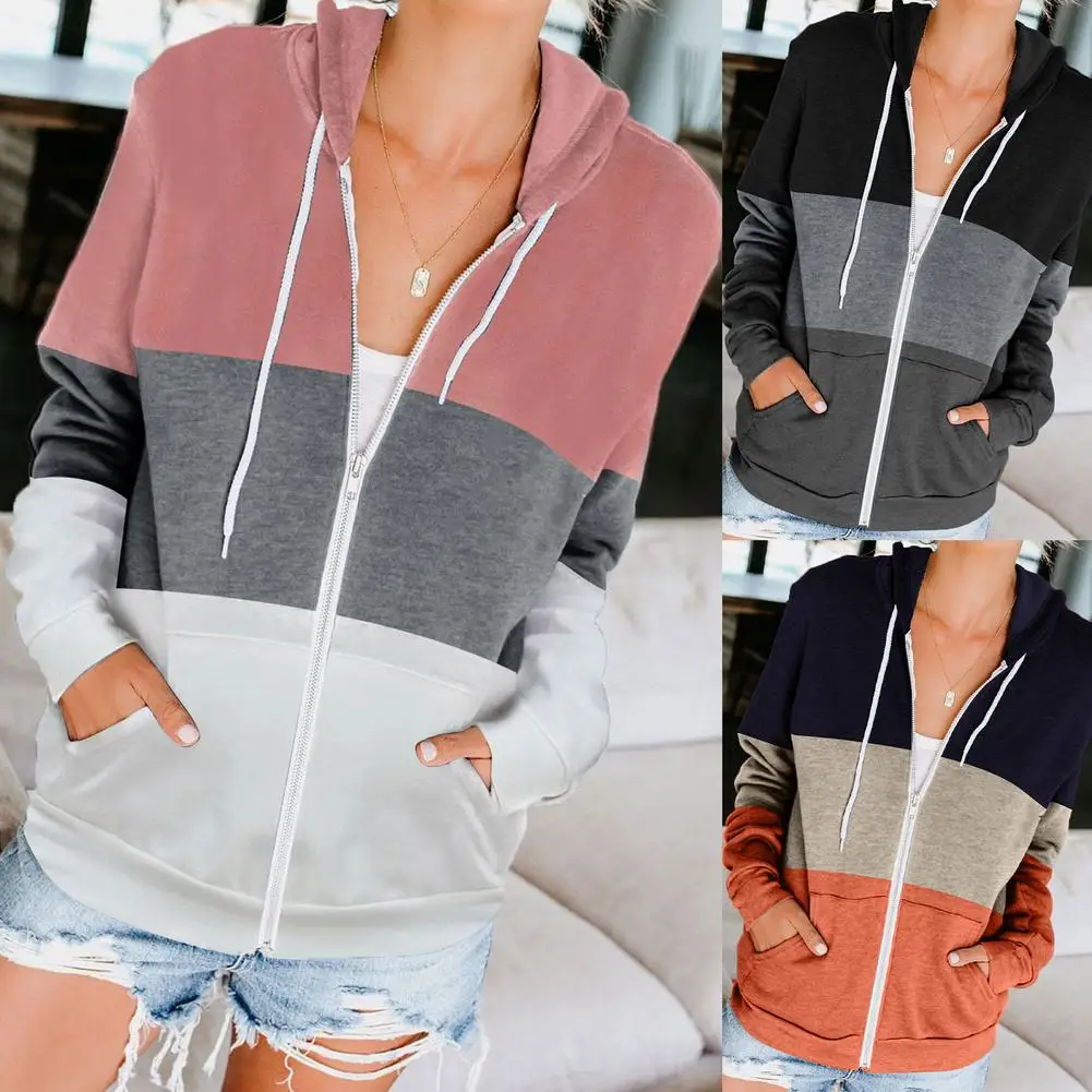 Women's Hooded Jacket Color Contrast Striped Long Sleeve Sweater Zipper Pocket Cardigan Casual Sports Hoodie Autumn Clothing
Women's Hooded Jacket Color Contrast Striped Long Sleeve Sweater Zipper Pocket Cardigan Casual Sports Hoodie Autumn Clothing