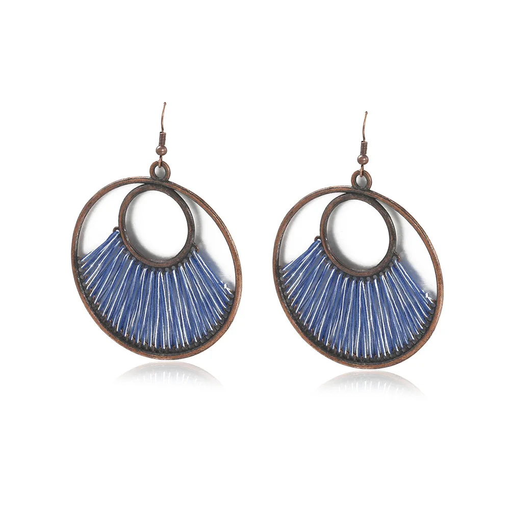 European and American original hand-woven earrings fashion circle earrings female Bohemian hollow exaggerated jewelry 
European and American original hand-woven earrings fashion circle earrings female Bohemian hollow exaggerated jewelry