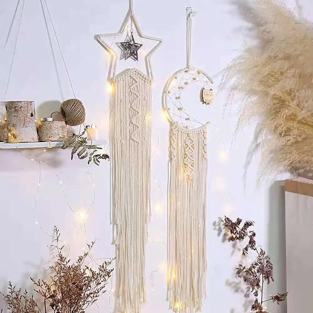 Boho Hand-woven Pendant Macrame Wall Hanging Home Decor Moon and Star Tapestry Wall Decor Bohemian Crafts Room Decoration Gift
Boho Hand-woven Pendant Macrame Wall Hanging Home Decor Moon and Star Tapestry Wall Decor Bohemian Crafts Room Decoration Gift