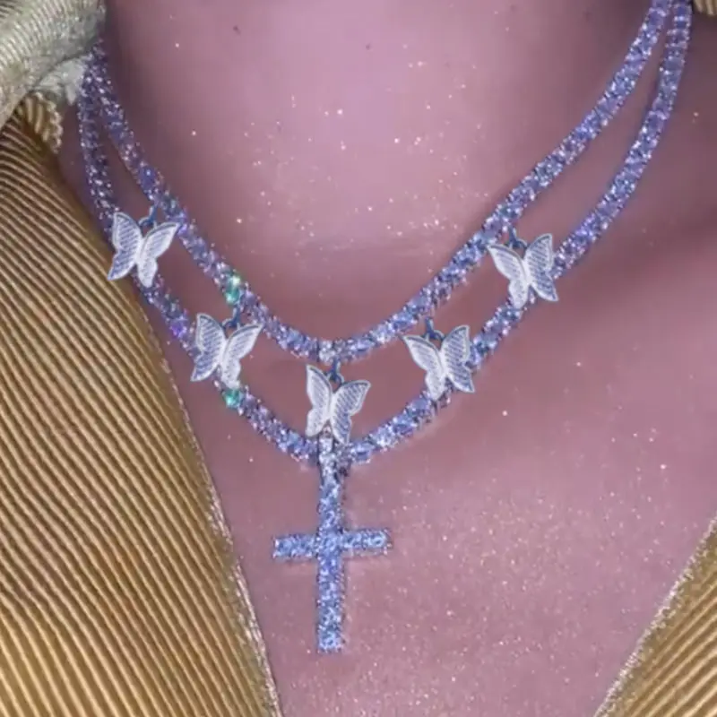 Flatfoosie Punk Multilayer Cross Crystal Pendant Necklace Women Gold Silver Color Butterfly Rhinestone Clavicle Chain Jewelry
Flatfoosie Punk Multilayer Cross Crystal Pendant Necklace Women Gold Silver Color Butterfly Rhinestone Clavicle Chain Jewelry