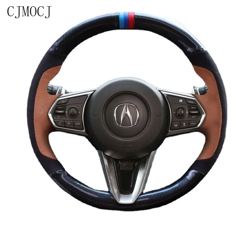 

Fit for Acura RDX CDX Mdx Tlx-l Zdx TL Carbon Fiber Special Hand Sewn Steering Wheel Cover Suede Handle Cover Car Assessoires