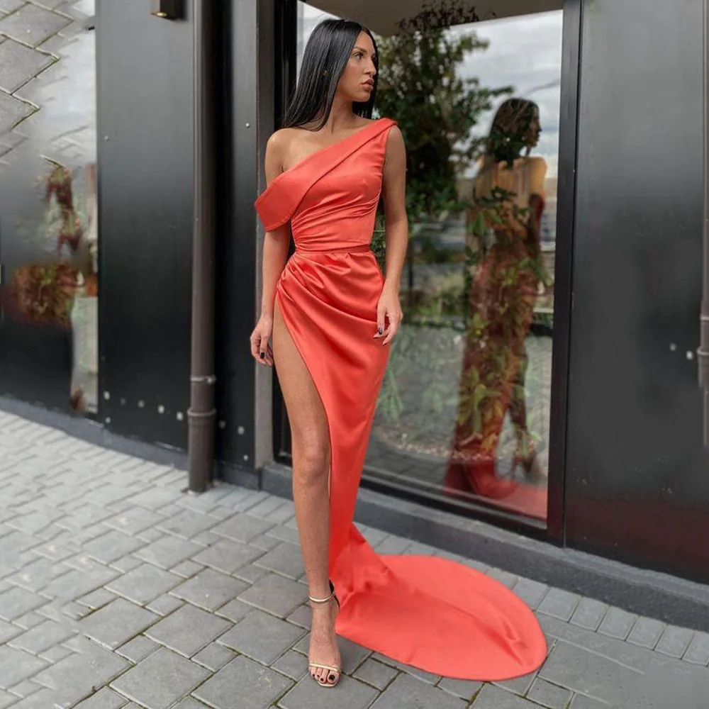 Sexy One Shoulder High Side Split Mermaid Evening Dress Ruched Sweep Train Prom Gowns Party Dresses
Sexy One Shoulder High Side Split Mermaid Evening Dress Ruched Sweep Train Prom Gowns Party Dresses