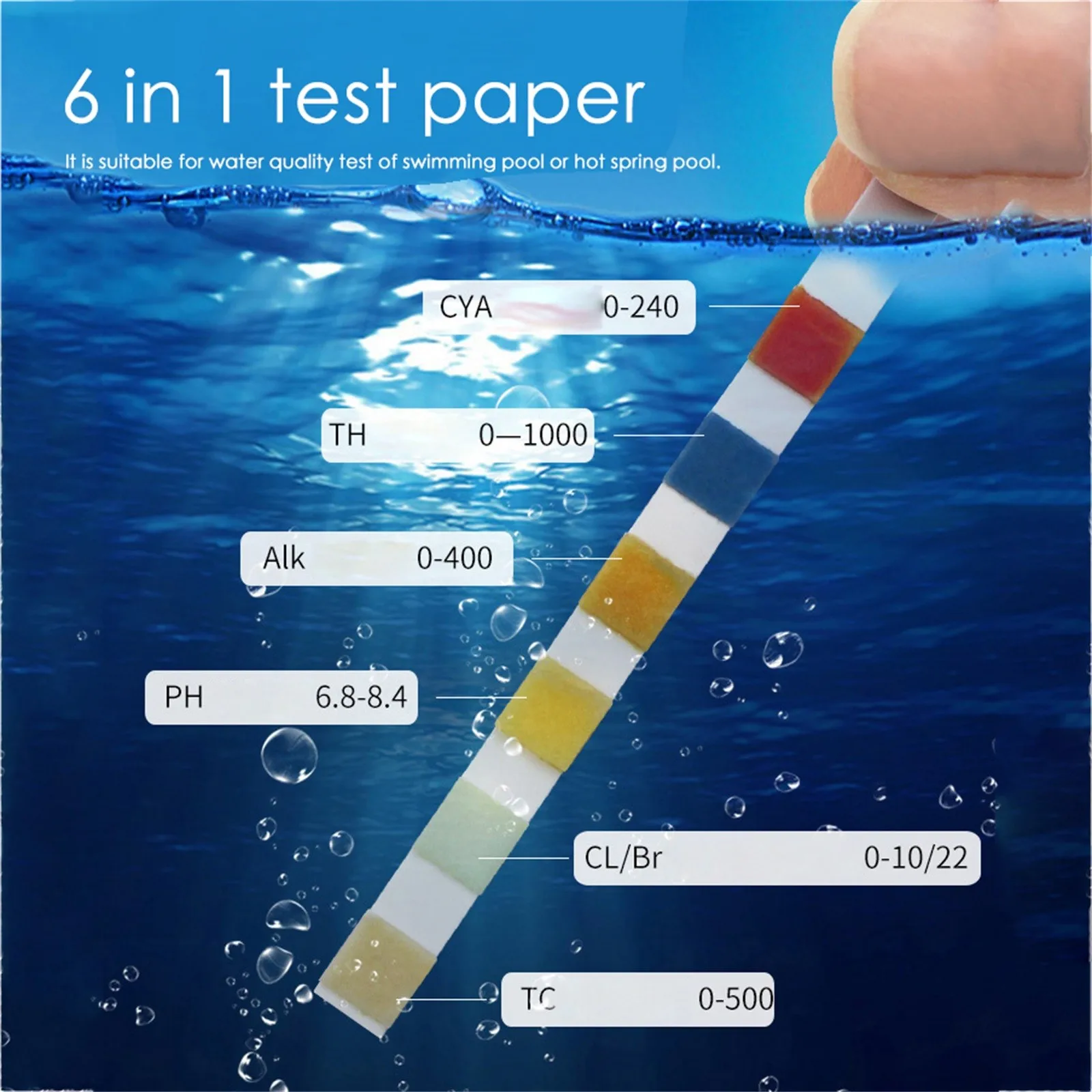 Water Quality Pool And Spa Test Strips 6 In 1 Hot Tub Test Strips Kit Accurate Test PH Value Alkalinity Hardness Test Strip
Water Quality Pool And Spa Test Strips 6 In 1 Hot Tub Test Strips Kit Accurate Test PH Value Alkalinity Hardness Test Strip
