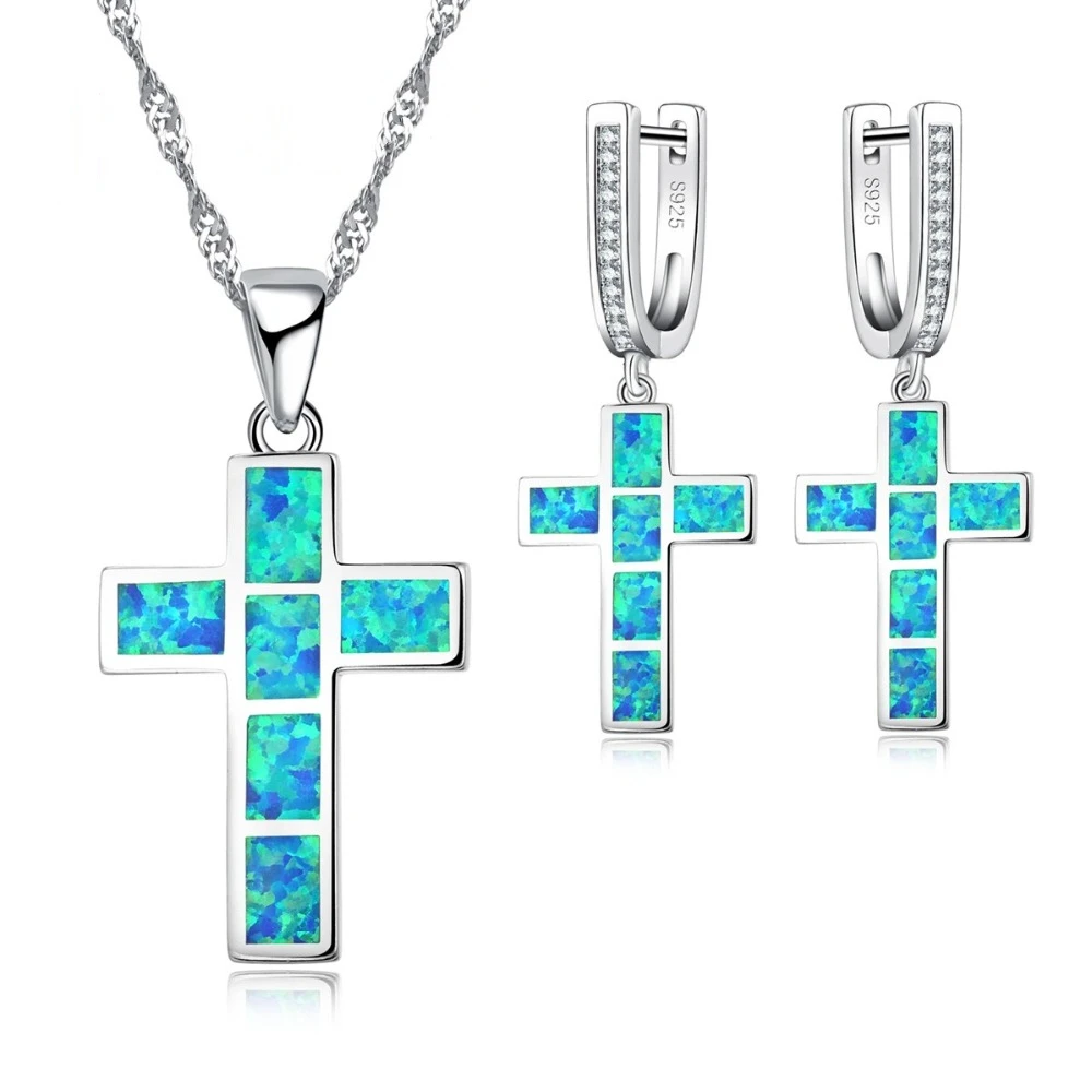 FDLK Beautiful Blue Imitation Opal Cross Jewelry Sets For Party Accessory Women Necklace And Earring Set Jewelry Gift
FDLK Beautiful Blue Imitation Opal Cross Jewelry Sets For Party Accessory Women Necklace And Earring Set Jewelry Gift