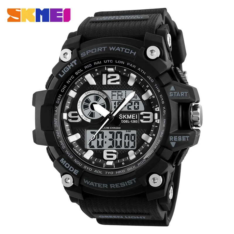 SKMEI Новые S Shock мужские спортивные часы с большим циферблатом кварцевые цифровые
