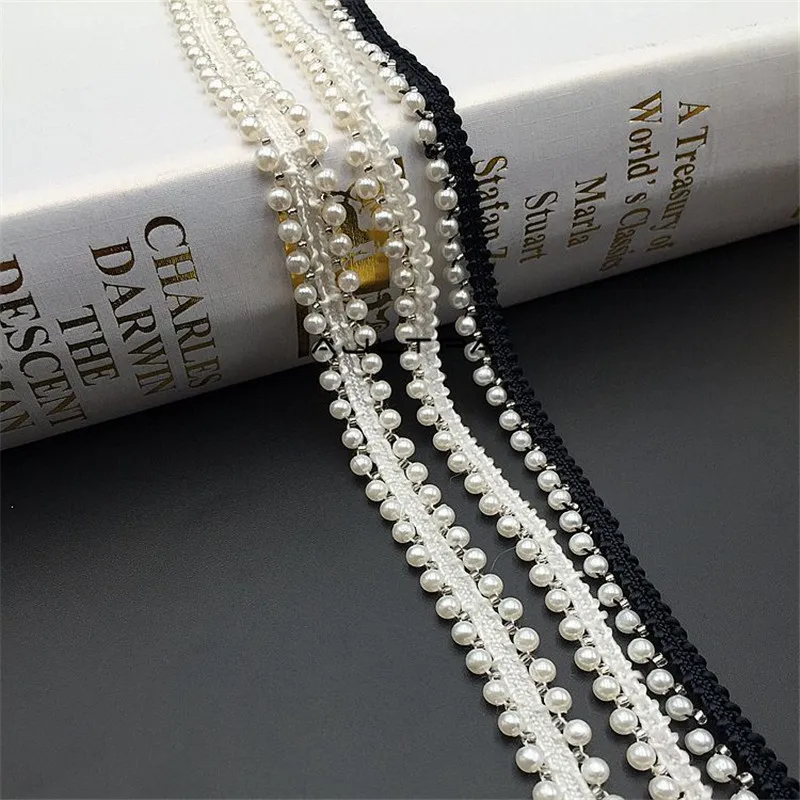 50Yards White/black Pearl Beaded Embroidered Fabric Lace Ribbon Tape For Handmade DIY Craft Dress Headdress Sewing Supplies
50Yards White/black Pearl Beaded Embroidered Fabric Lace Ribbon Tape For Handmade DIY Craft Dress Headdress Sewing Supplies