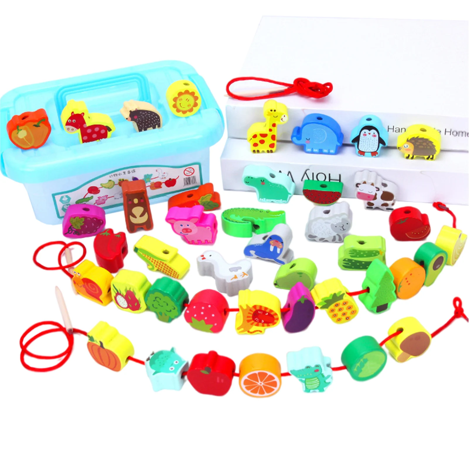 42Pcs Blocks Cartoon Animals Fruit Block Wooden Toys Stringing Threading Beads Game Baby Kids Children Educational Toys
42Pcs Blocks Cartoon Animals Fruit Block Wooden Toys Stringing Threading Beads Game Baby Kids Children Educational Toys