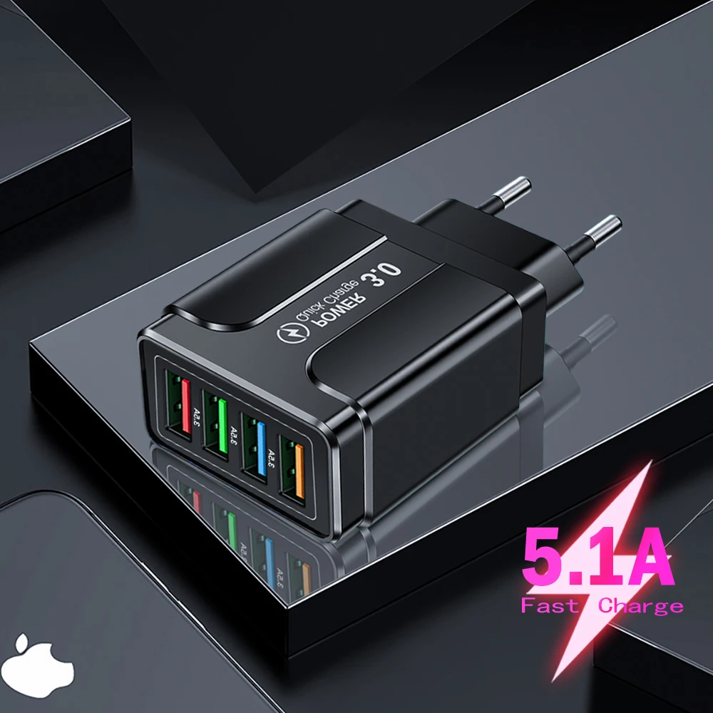 Настенное быстрое зарядное устройство, 4 USB-порта, QC 3,0 4,0, универсальное зарядное устройство для iPhone 11, 12 Pro Max, Xiaomi, Huawei
Настенное быстрое зарядное устройство, 4 USB-порта, QC 3,0 4,0, универсальное зарядное устройство для iPhone 11, 12 Pro Max, Xiaomi, Huawei