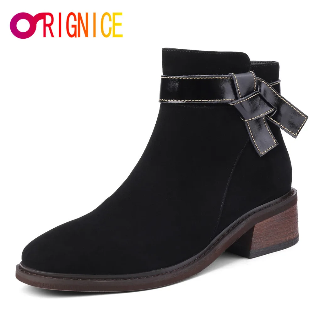 Orignice Fashion Thick Heels Ankle Boots Autumn Winter Women Kid Suede Elegant Round Toe Zipper Black Brown Shoes Big Size 34-42
Orignice Fashion Thick Heels Ankle Boots Autumn Winter Women Kid Suede Elegant Round Toe Zipper Black Brown Shoes Big Size 34-42