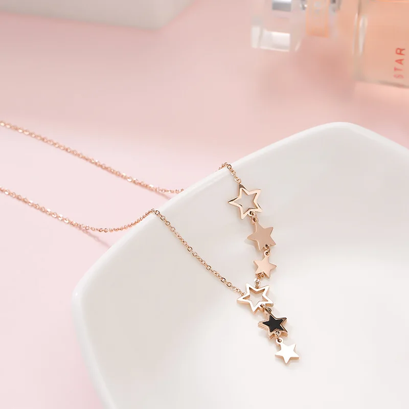 Six Five-pointed Star Tassel Titanium Steel Necklace for Women Does Not Fade Personality Simple Clavicle Chain Pendant Jewelry
Six Five-pointed Star Tassel Titanium Steel Necklace for Women Does Not Fade Personality Simple Clavicle Chain Pendant Jewelry