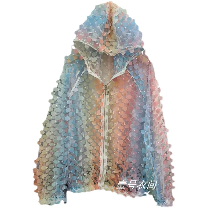 Gradient Color Three-Dimensional Petals Sun-Protective Coat Female 2021 Summer New Thin All-Matching Hooded Short Jackets Top
Gradient Color Three-Dimensional Petals Sun-Protective Coat Female 2021 Summer New Thin All-Matching Hooded Short Jackets Top