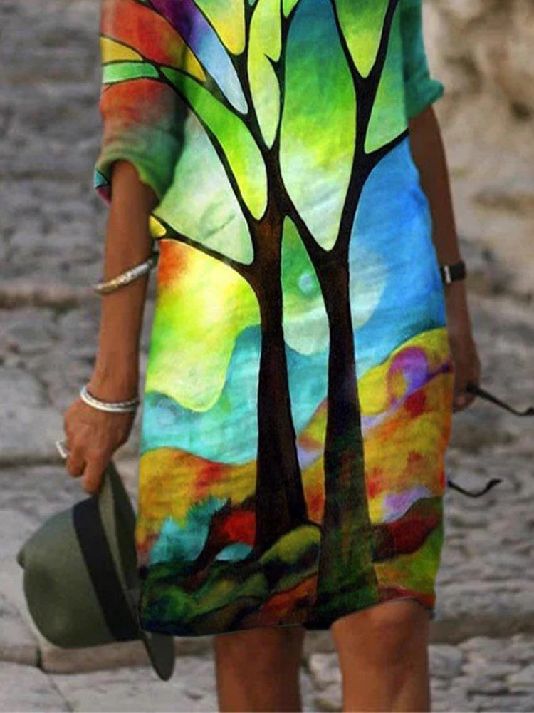 Women's Short Sleeve Bateau/boat Neck Shift Dresses Casual Abstract Print Dress Plus Size Loose Dress
Women's Short Sleeve Bateau/boat Neck Shift Dresses Casual Abstract Print Dress Plus Size Loose Dress