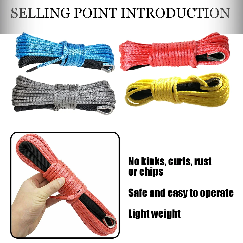 6mmx15m Winch Rope Cable With Sheath Synthetic Traction Rope Car Wash Maintenance Rope Suitable For ATV UTV Off-road
6mmx15m Winch Rope Cable With Sheath Synthetic Traction Rope Car Wash Maintenance Rope Suitable For ATV UTV Off-road