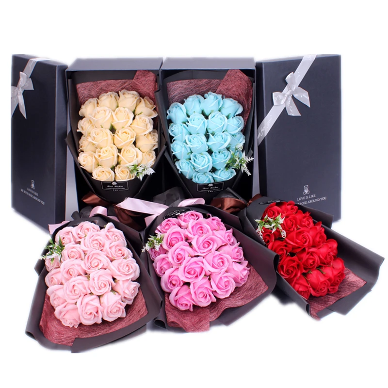 

Креативное ароматизированное искусственное мыло, цветы, букет роз, Подарочная коробка, имитация розы, свадьба, день Святого Валентина, пода...