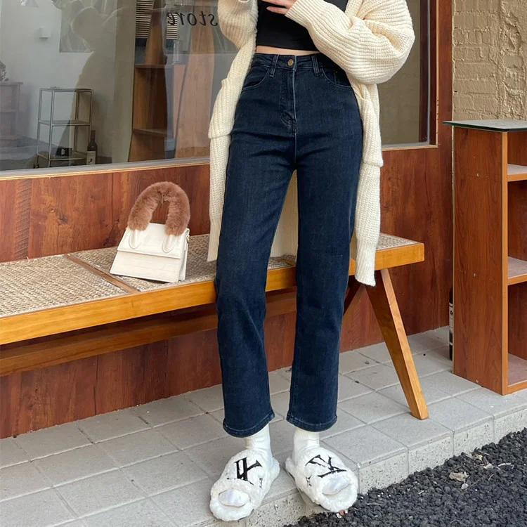 2021 Autumn and Winter New Fashion Fleece Warm Elastic Straight Pipe Pants Jeans Women's High Waist Thin Capris
2021 Autumn and Winter New Fashion Fleece Warm Elastic Straight Pipe Pants Jeans Women's High Waist Thin Capris