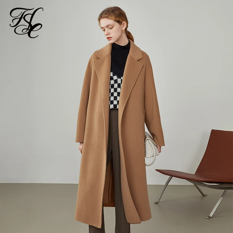 FANSILANEN Women's Black Thick Lace Double-sided Woolen Coat Winter New Straight Long Camel Color Office Lady Woolen Jackets
FANSILANEN Women's Black Thick Lace Double-sided Woolen Coat Winter New Straight Long Camel Color Office Lady Woolen Jackets